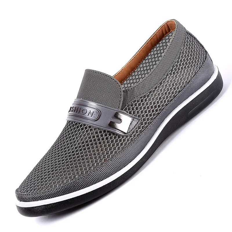 2022 New Summer Mesh Shoes Men Slip-On Flat Shoes Hollow Out Comfortable Father Shoes Men Casual Basic Drilles Y250707