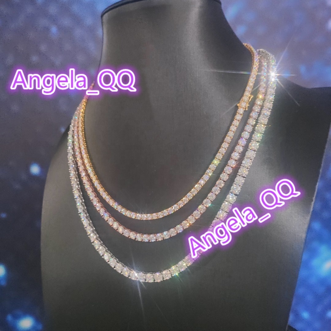 Factory Price Custom 4mm 925 Sterling Silver VVS Moissanite Cluster Tennis Chain Necklace for Men and Women Iced Jewelry