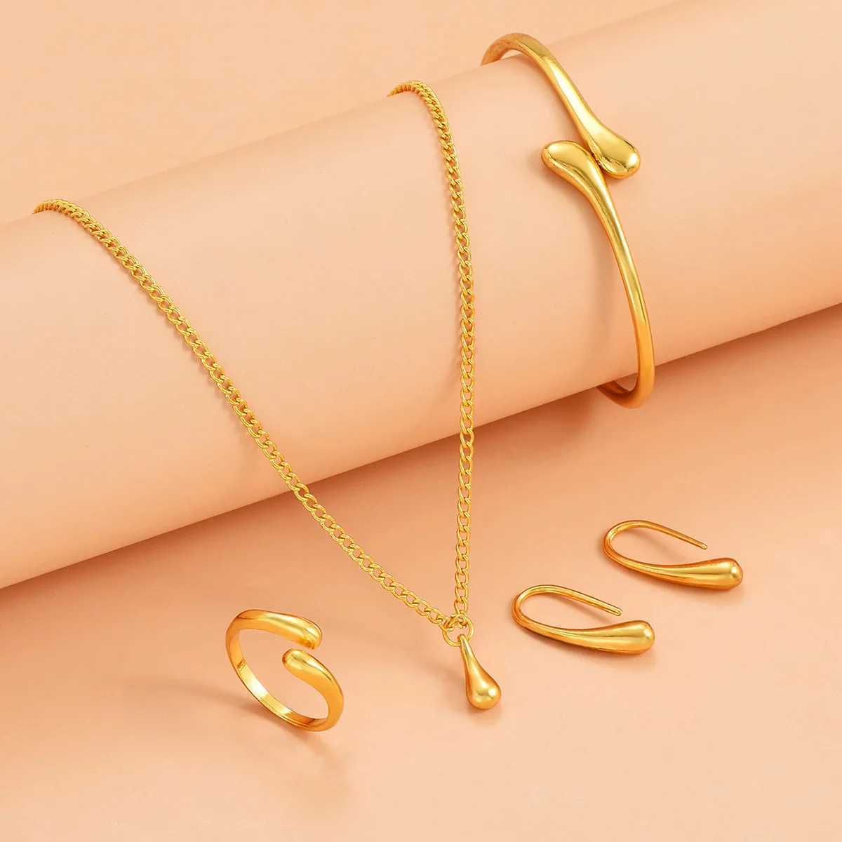 925 Sterling Silver Water Drop Jewelry Set for Women Elegant Four-piece Earrings Ring Bracelet Set Personalized Jewelry XJ250707