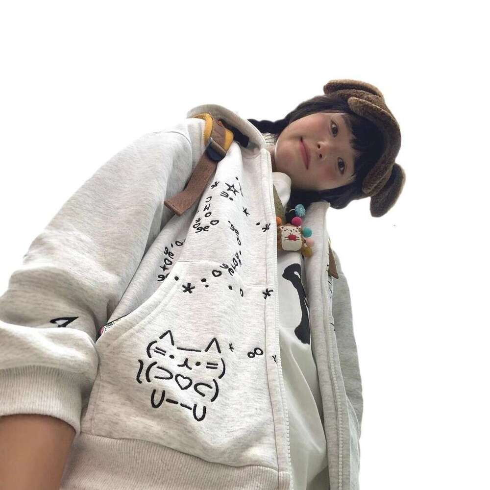 College Style Embroidered Cute Cartoon Hooded Sweatshirt For Women, New Autumn Sweet Loose Casual Jacket, Ins Student B5