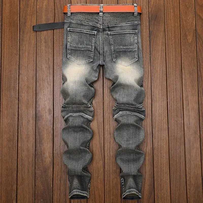 Luxury Mens Classic Jeans Straight Pants Autumn and Winter Retro Ripped Hole Denim Trousers Motorcycle Work Pants for MenXJ250707