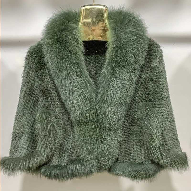 Autumn Winter Ladies Genuine Knitted Mink Fur Shawls Fur Collar Women Fur Pashmina Wraps Bridal Cape Coat Jacket Z250705