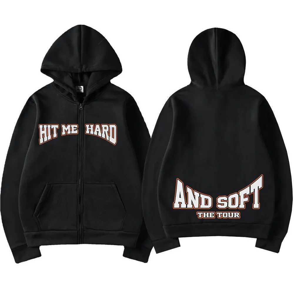 Hit Me Hard and Soft 2025 Tour Merch Zipper Hoodies Men Women Pullover Fashion Hip Hop Zip Up Hooded Sweatshirt Jacket Fans Gift Z250405
