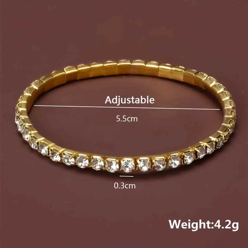 New Fashion Crystal Womens Bracelet Bangle Chains Crystal Gold Color Elastic Bracelets Hand Jewelry Wedding Accessories XJ250707