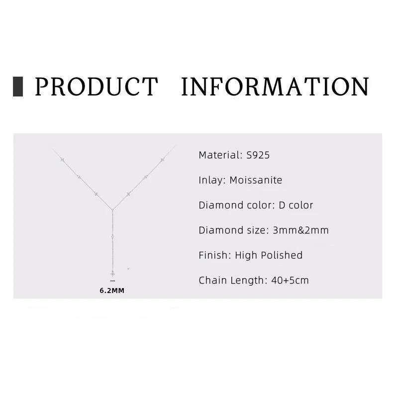 IOGOU Moissanite Flower Clover Drop Lariat Necklace for Women Y Shape Long Chain Sterling Sier Layered Trend Jewelry