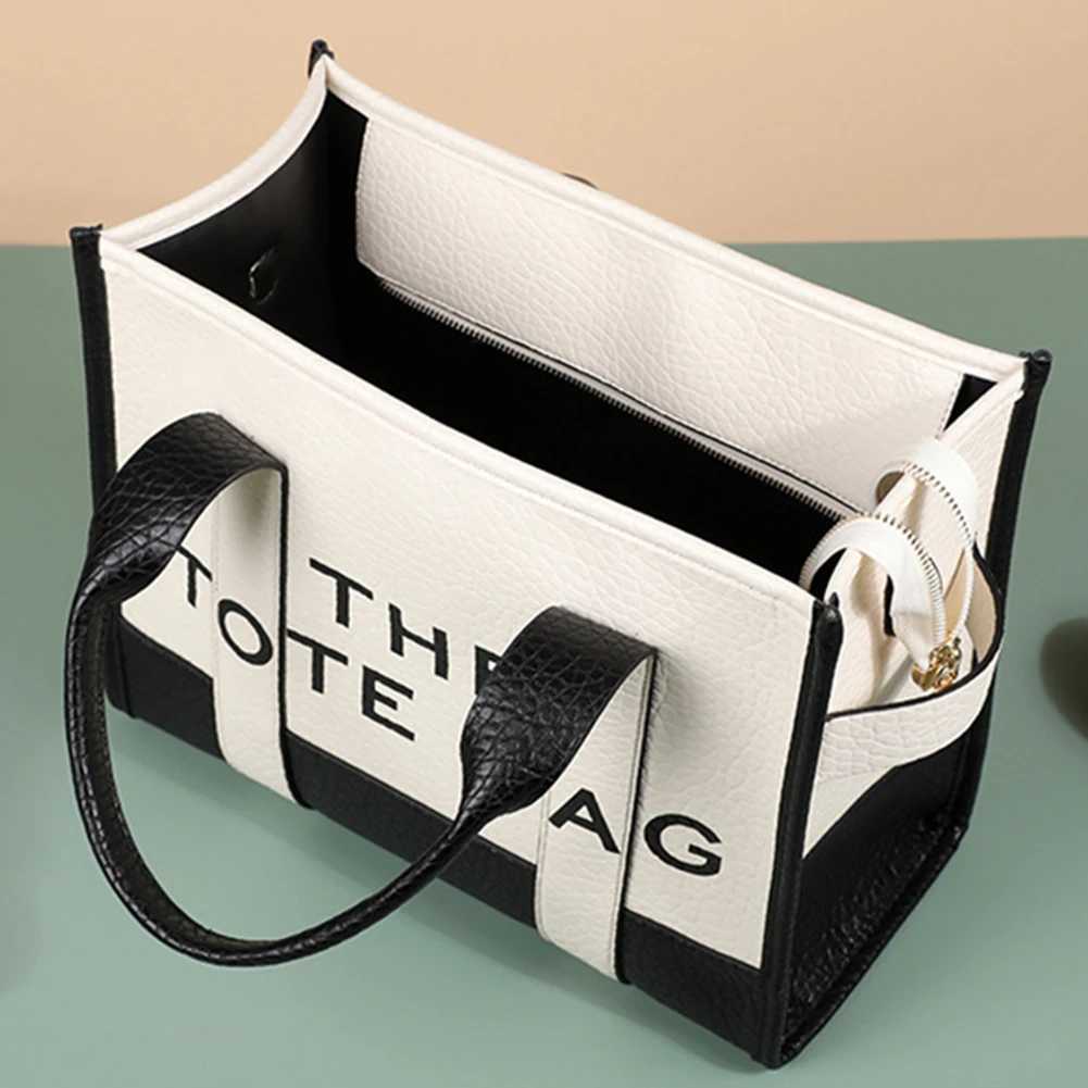 PU Leather Women Handbags Letter Commute Bag Casual Large Capacity Adjustable Strap Simple Portable for Weekend Va ion