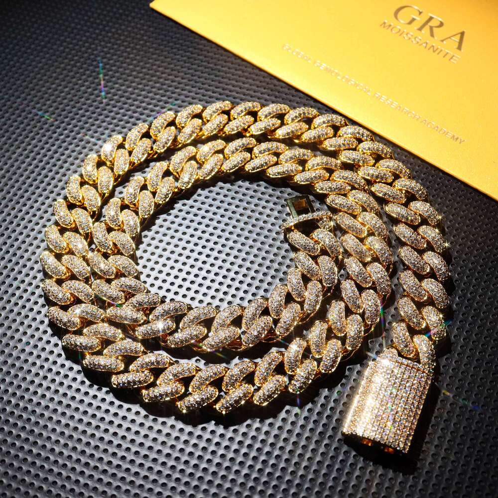 2023 High Quality Miami Cuban Link Necklaces in Silver 925 Gra Certificate for Men Bling Ice Out Hip Hop Jewelry