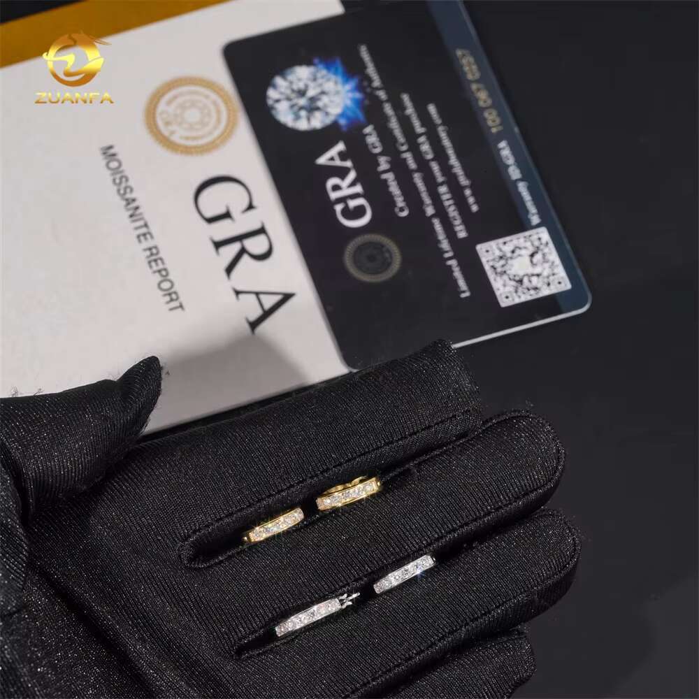 High Quality Low Price 925 Sterling Silver Hip Hop 18k Gold Plated 2mm Moissanite Diamond Hoop Earrings