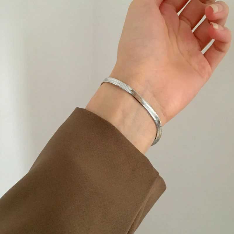 Minimalist Gold Color Herringbone Bracelet Flat Snake Chain Dainty Stack Bracelets for Women Handmade Jewelry Gifts Wholesale XJ250707