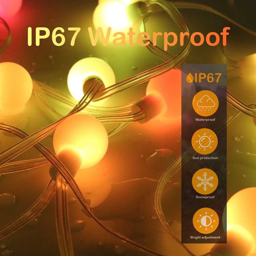 WS2812B Dream Color LED Round Ball String Lights Addressable Individually Strip Christmas Party Birthday Decoration IP67 DC5V W250701