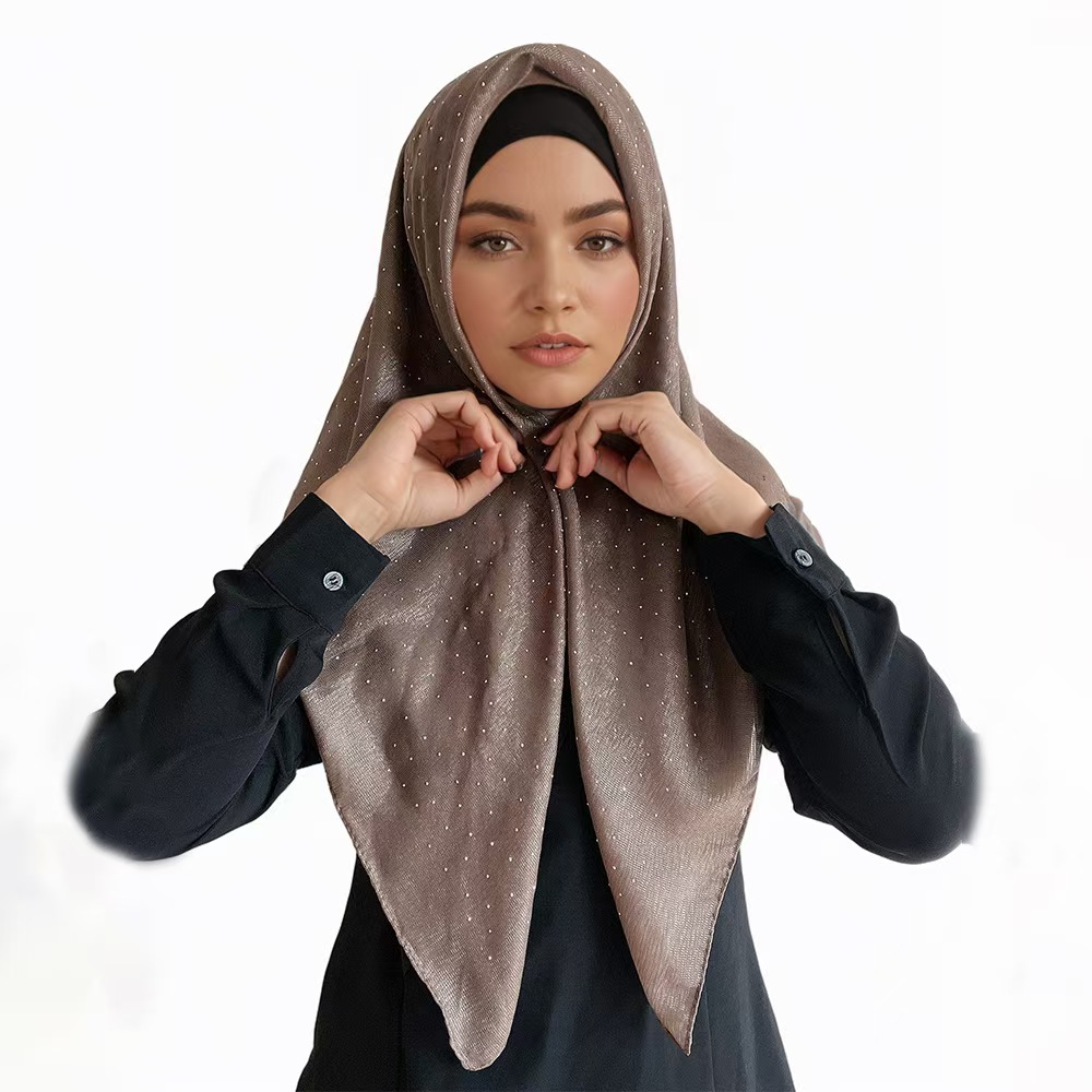 T1151 New Malaysian Square Scarf Satin Silk Scarf Starry Sky Hot Diamond Indonesian Headscarf Scarf