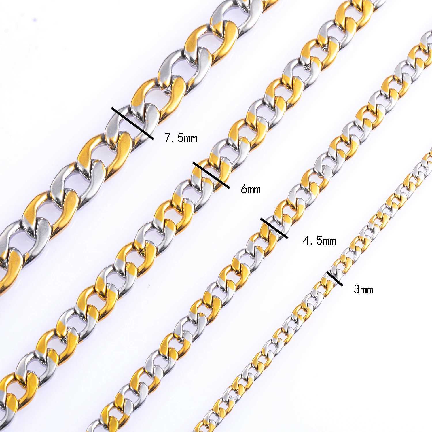 1pc Stainless Steel Cuban Link Chain Mens Bracelet Silver and Gold Color For Punk Men Women Fashion Jewelry XJ250707