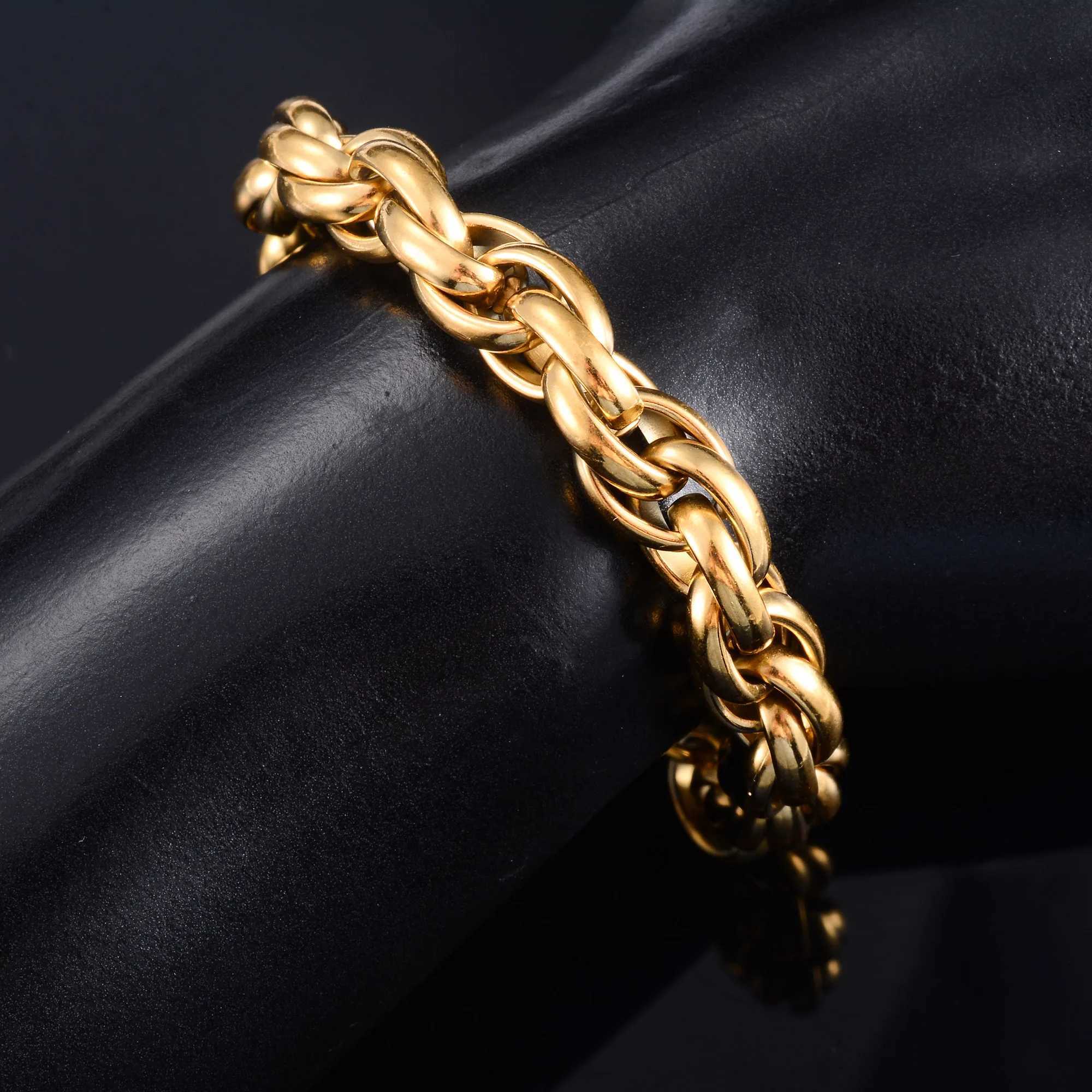 Punk Rope Chain Stainless Steel Chunky Bracelet for Women Men Basic Hand Foot Ankle Chain Bangle Wristband Anklets Metal Jewelry XJ250707