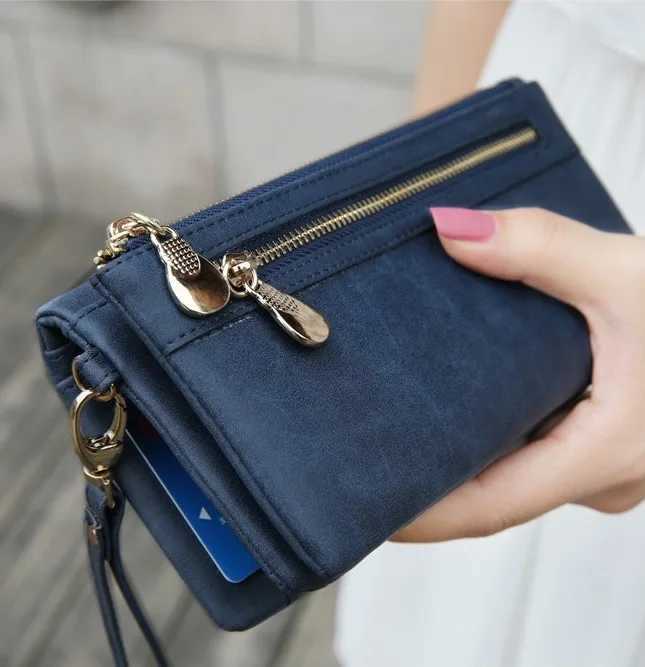 Fi Wen Large Capacity Leather Wallets Lady Lg Big Zipper Purse Fem Mey Bag Phe Cluh Wt Wristlet Y250707