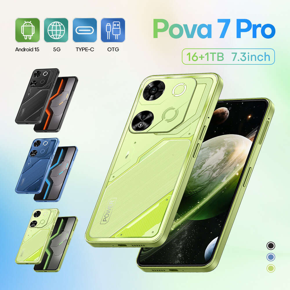 New Pova7 Pro 7.3 Inch 16+1T Android All-in-One Smartphone 5G Dual SIM Smartphone HD Screen Cell Phone