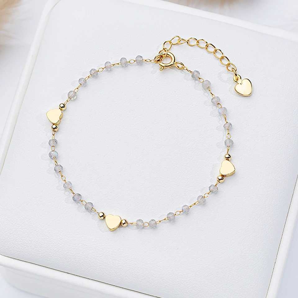 Natural Stone Bracelet in Stock for Women Fashion Jewelry Handwork Chain Bangle Heart Design XJ250707