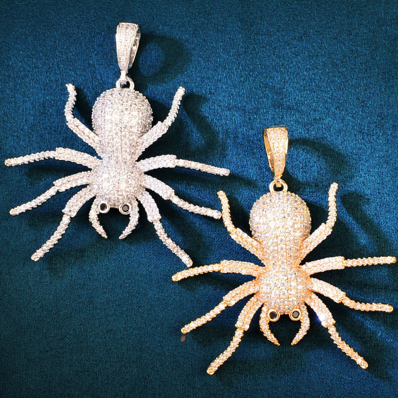 Unisex New Arrival Spider Pendant Moissanite Jewelry Iced Out Bling Bling Hip Hop Necklace Versatile Trendy Diamond Paved Accessory Passes the diamond
