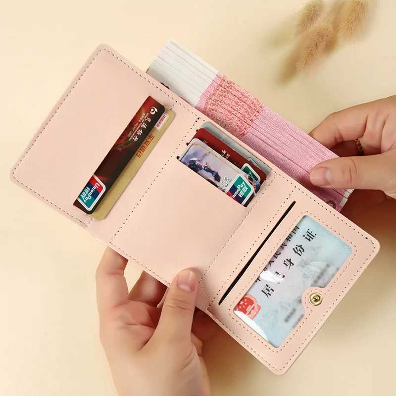 Cute Flower Bow Wallet Wen Sweet Three Fold Purse Card Holder for Girls Portable Travel Coin Pouch Photo Card Bag Y250707