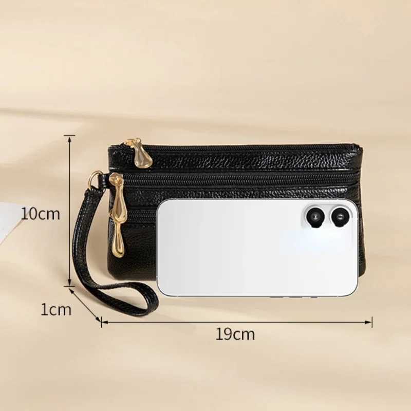 Fi Three Zipper Wens Leather Wallets Large Capacity Solid Color Fem Purse Cluh Hand Bag Soft Leather Ladies Wallet Y250707