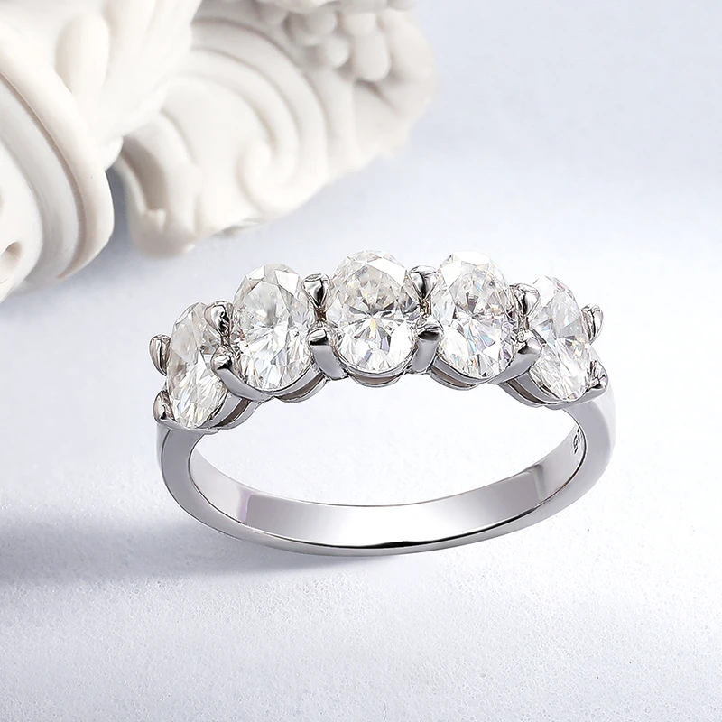 MT D VVS1 4*6mm Oval Moissanite Ring for Women Engagement Wedding Eternity Ring Band Luxury Jewelry 2.5 Carat 925 Sterling Silver