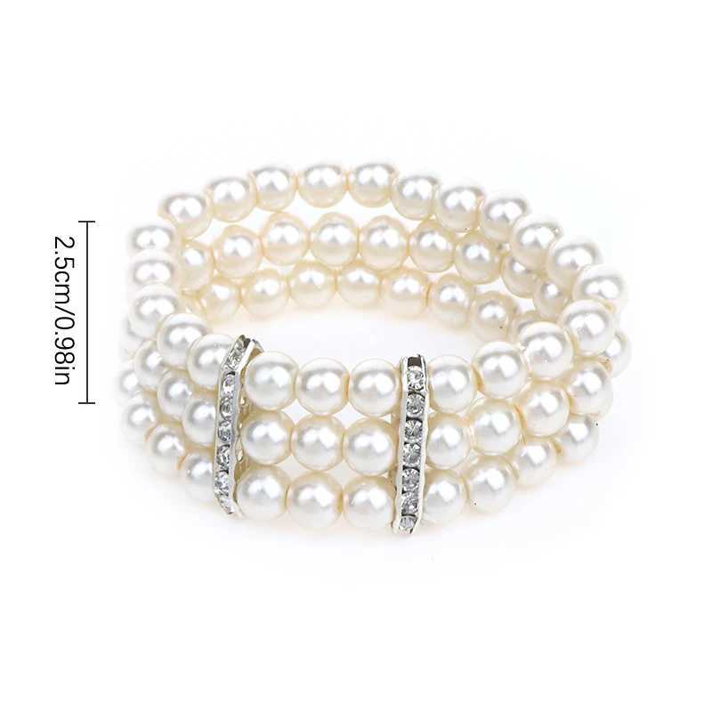 3 Rows Imitation Pearl Glass Bracelet Elasticity Bracelet Simulated Pearl Multilayer Beaded Bangles Women Jewelry XJ250707
