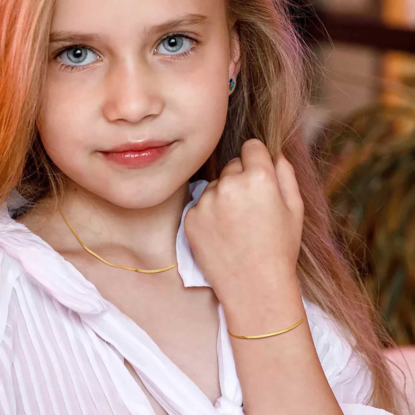 12cm-15cm Snake Chain Bracelets for Little Girls Hypoallergenic Non-Tarnish Stainless Steel Adjustable Link XJ250707