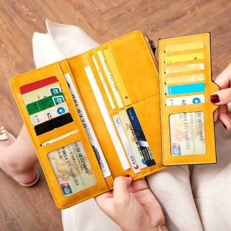 RFID Mti-Functi Vintage Wen LG Wallet Holder Large Capacity Clutch Bag Zipper Fold Lady Purse Gift Y250707