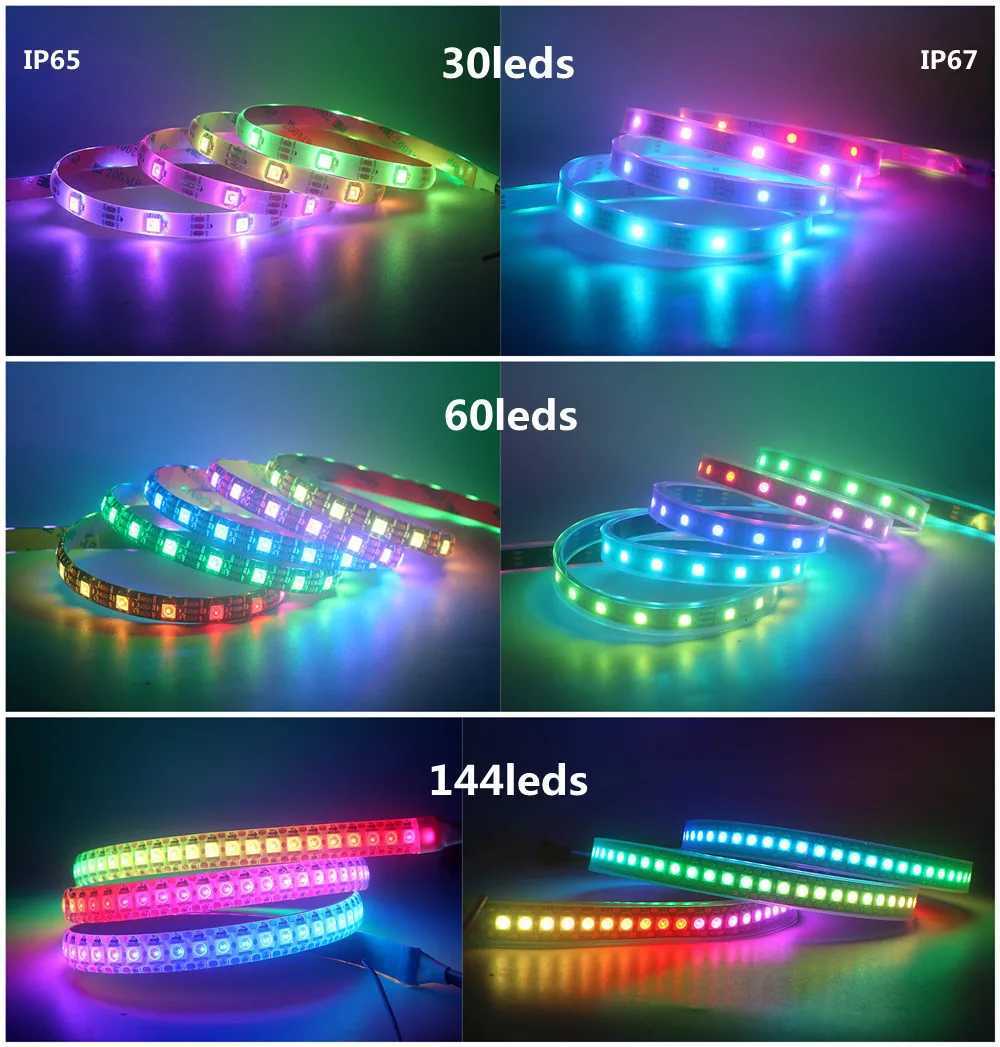 LED Strip Light WS2812B 1M-5M RGB 5050 String Flexible Lamp Tape DC 5V USB Bluetooth Control TV Backlight Home Party Decoration W250701