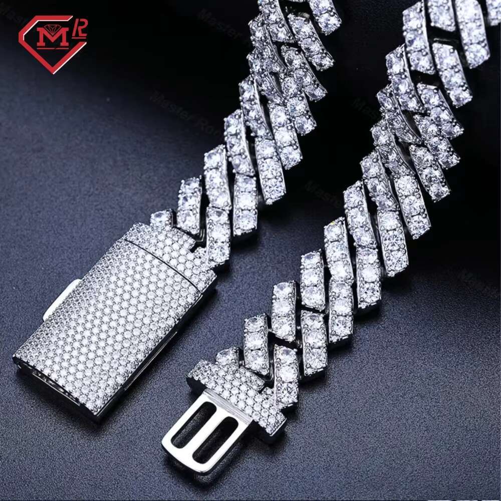 16MM Pass Diamond Tester One Rows Cuban Chain Necklace 925 Luxury Iced Out Moissanite Cuban Link Chain