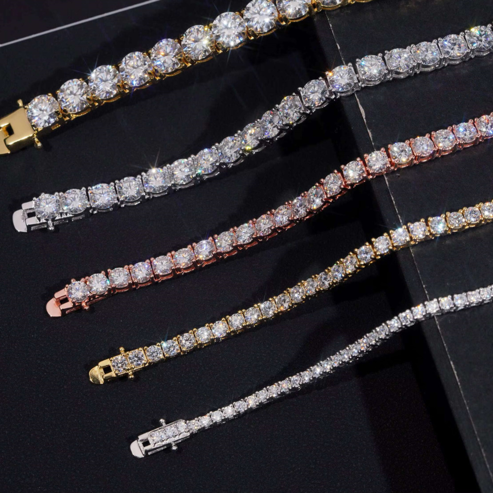 Fine Jewelry Moissanite Tennis Bracelet Hip Hop Diamond 925 Silver Moissanite Tennis Chain GRA Certified
