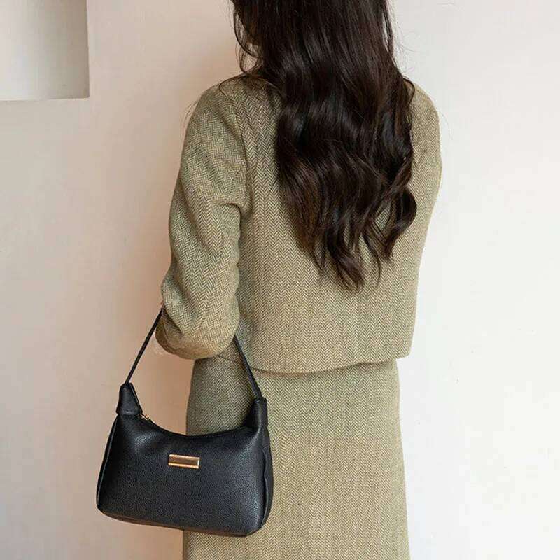 New Women's Retro Solid Color PU Leather Handbag Fashion Shoulder Underarm Casual Hobos Bag for Ladies