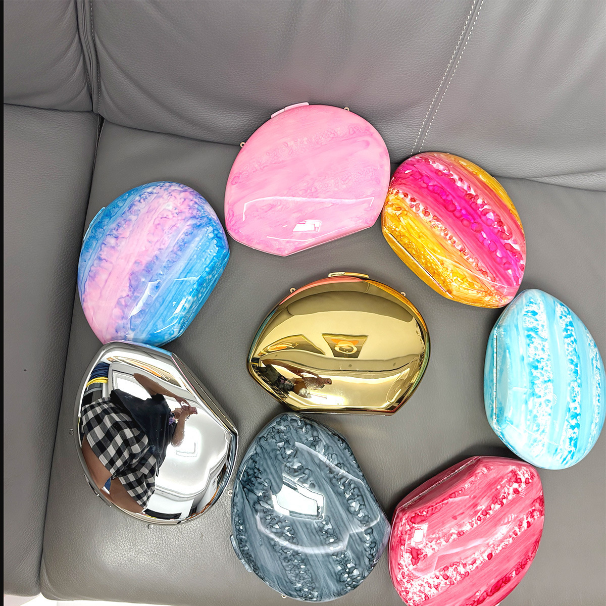 New Goose Egg trend Designer Bag Women s Handbag Irregular Marble Pattern Shell Bag Pearl Wrist Evening Dress trend Bag Women s Shoulder Bag