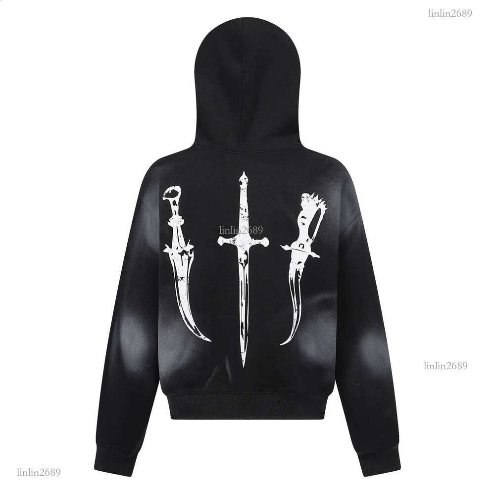 2025 Street fashion Winter personality print zipper hoodie for men Y2k Harajuku vintage fur collar warm loose jacket 250102