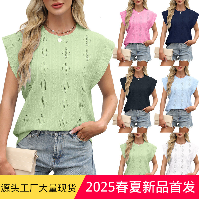 Designer Fashion Trend Free Shipping Women's Plus Size European and American Cross-Border Foreign Trade 2025 Amazon Spring Summer New Round Neck 