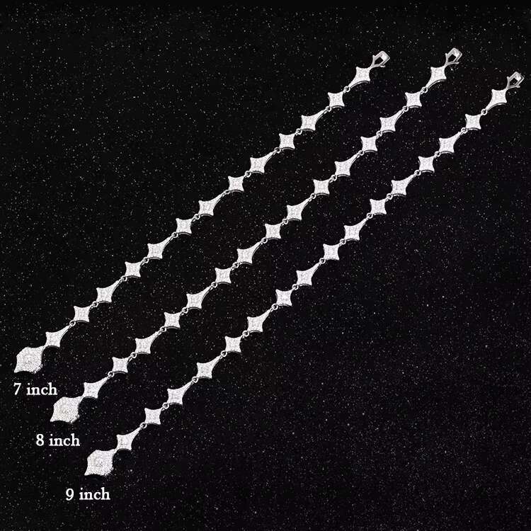 Fashion Bling Star Bracelet 925 Sterling Silver Ice Out Moissanite Diamond Star Bracelet for Women