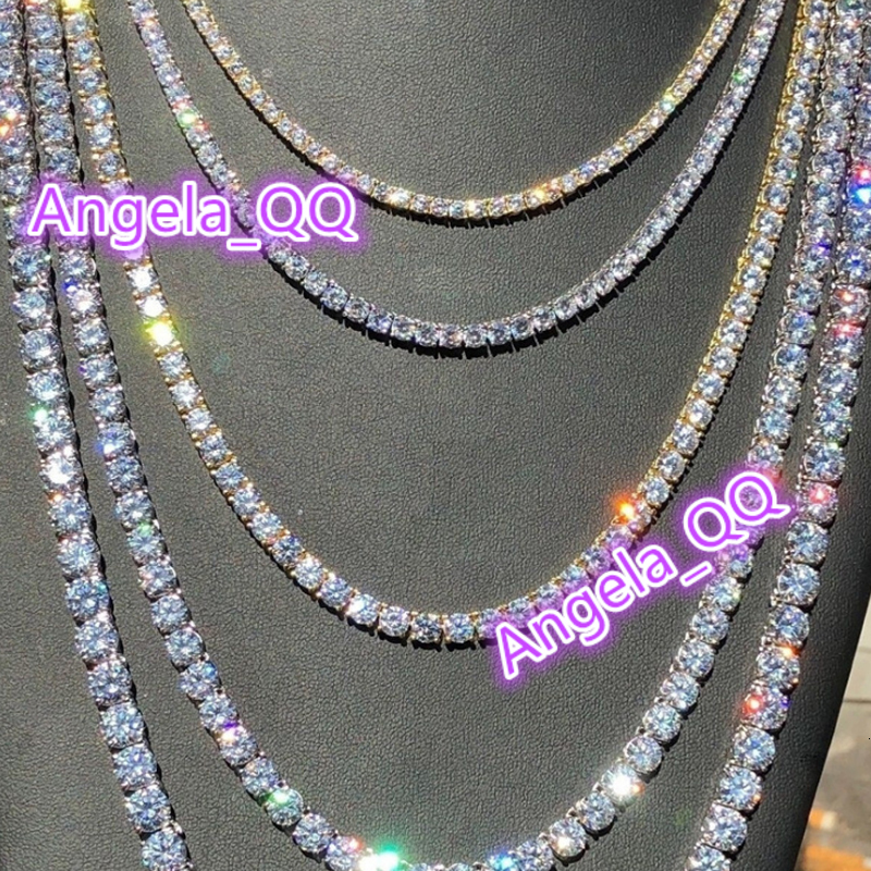 4mm Hiphop 18k Gold Iced Out Chain Moissanite vvs1 Necklace Choker Diamond Men Tennis Necklace