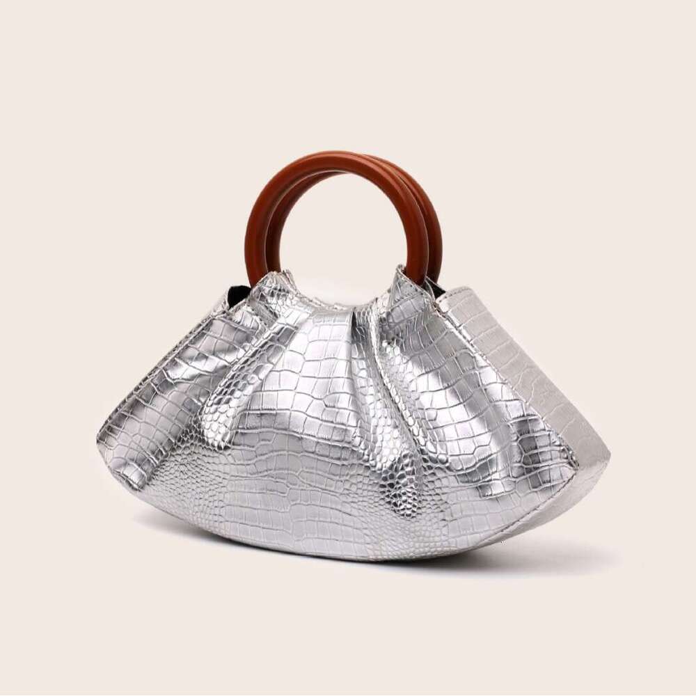 Folding handbag cloud bag dinner bag cute solid wood handbag fashionable and high-end women's handbag