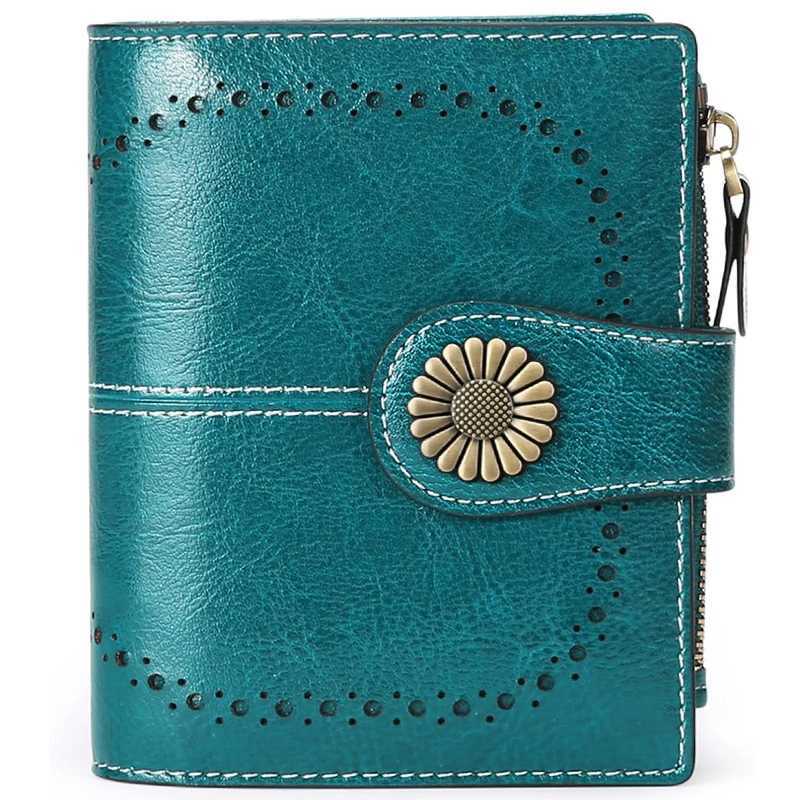 Genuine Leather Fi RFID Wallet Wen Cluh Holder Ladies Zipper Cluh Bag short Wallet Casual Coin Purse Y250707