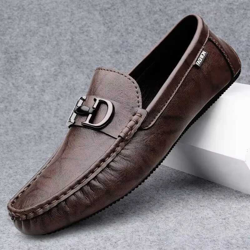 Mens Shoes Italian Leather Slip on Men Shoes Luxury Brand Loafers Fion Design Casual shoes Moccasin M Driving Dress Flat Y250707