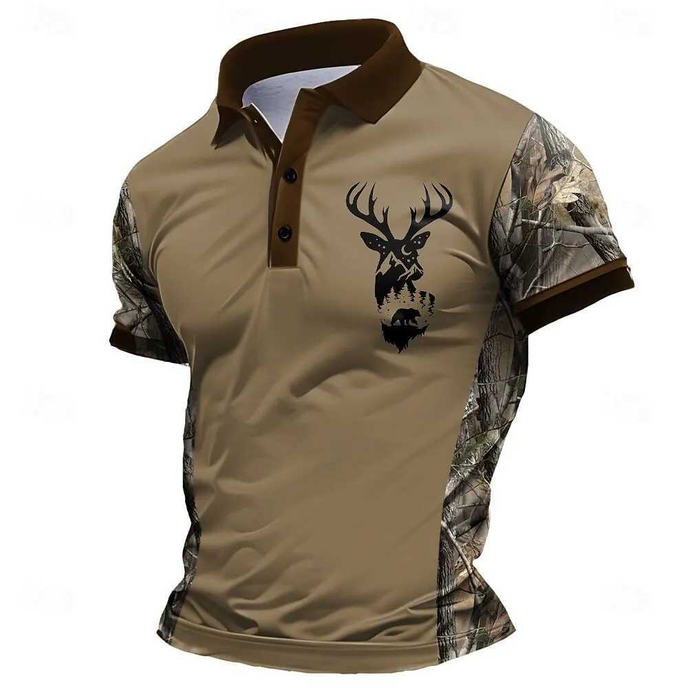 3D Milu Deer Print Half Y2K Short Sleeve Sweatshirts Fashion Stand Collar Loose Mens Tops Casual Pullover Autumn Vintage Clothing Y250707 Y250707