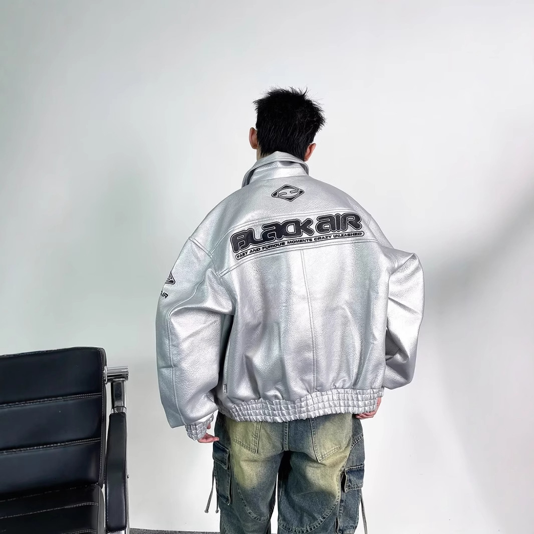 Autumn New American High Street Trendy Brand Letter Long Sleeve Loose Baseball Jacket Leather Fashion Unisex 241025