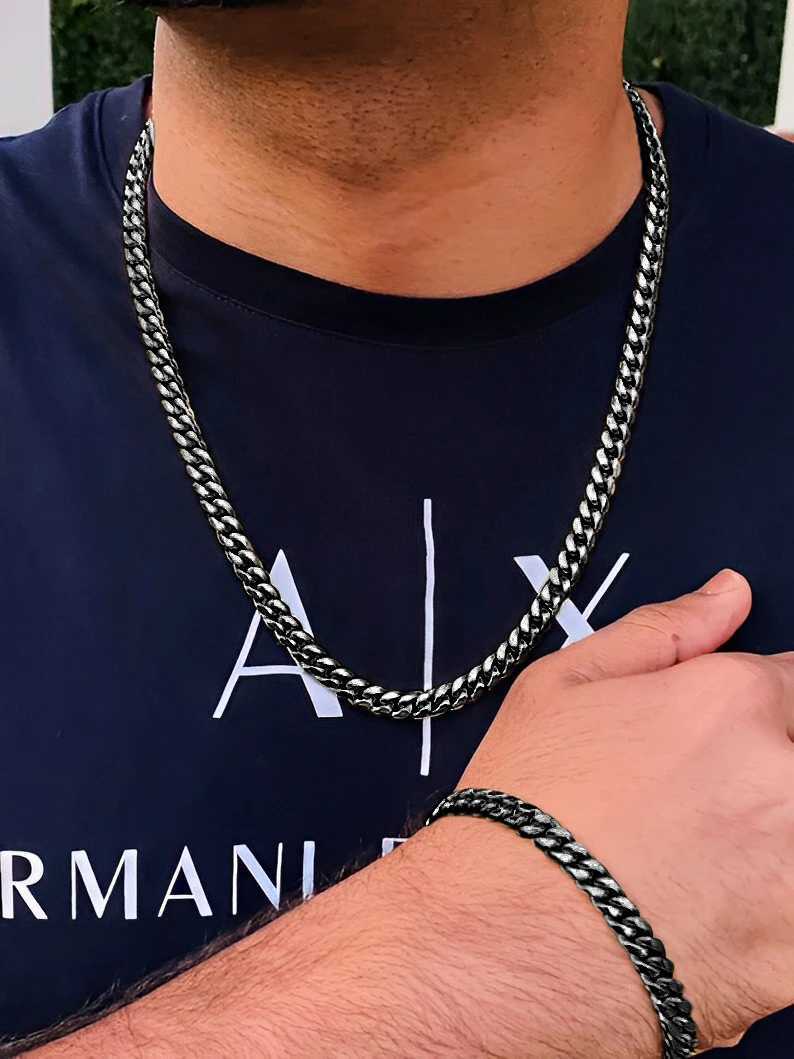 2024 Punk Stainless Steel Gold Color Rope Necklace Bracelet Set Fashion Minimalist Jewelry Set for Men Women Unisex Simple Gift XJ250707