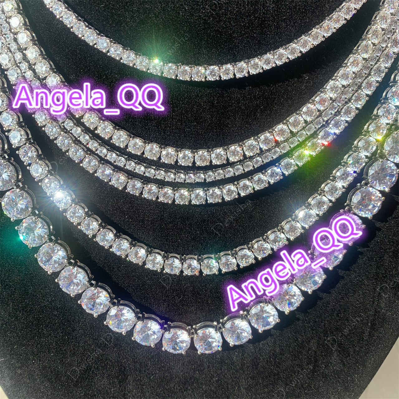 Hip Hop Iced Out VVS 925 Sterling Silver Moissanite Men Women Tennis Chain Necklace and Bracelet