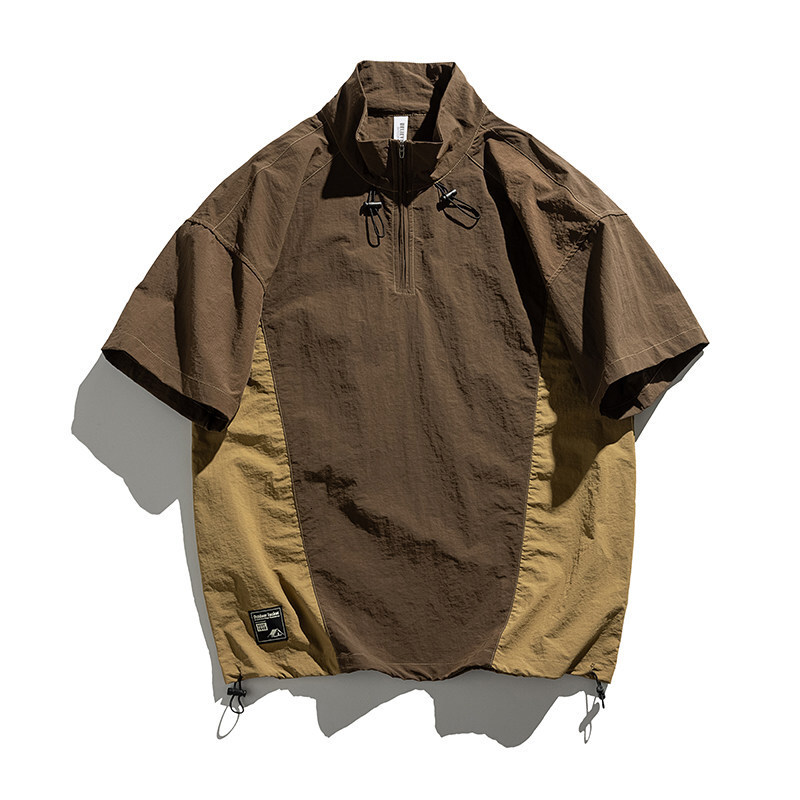 American Style Half-zip Polo Shirt Men Short Sleeve T-shirt Summer Quick-dry Ice Silk Outdoor Lightweight Casual Designer Short Sleeves Functional Shi