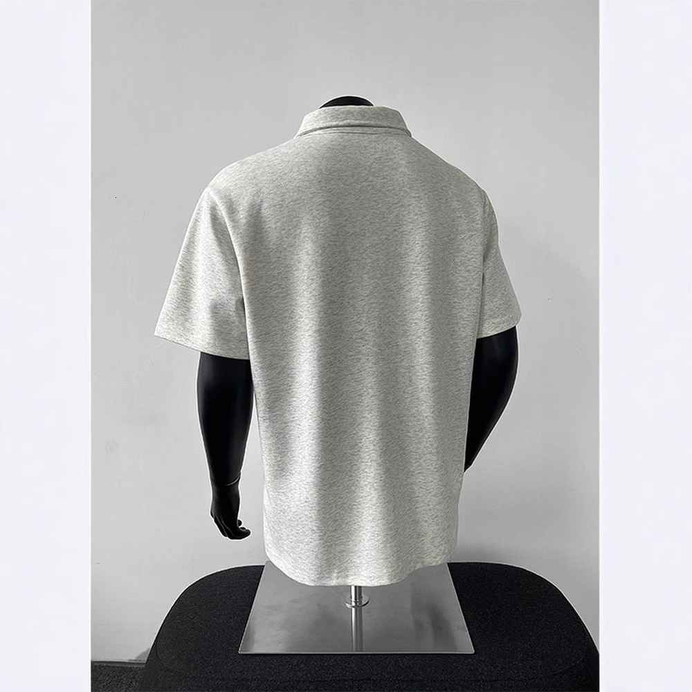 American Style Regular Shoulder Designer Short Sleeves Polo Shirt Short Sleeve T-shirt Men Summer Spliced Turn-down Collar Shirt Heavyweight Stiff Box