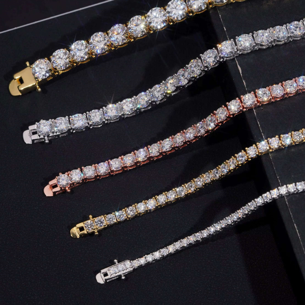 Luxury Jewelry GRA Certified VVS Moissanite Tennis Chain 925 Silver 2mm-5mm Diamond Moissanite Tennis Necklace Iced Out