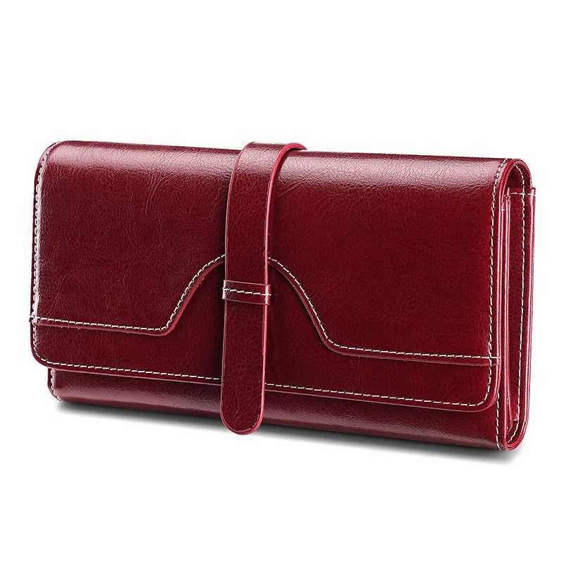 Genuine Leather Wallet Ladies High-end LG Cluh Oil Wax Leather Mens Multi-functional RFID Anti-theft B Wallets Y250707