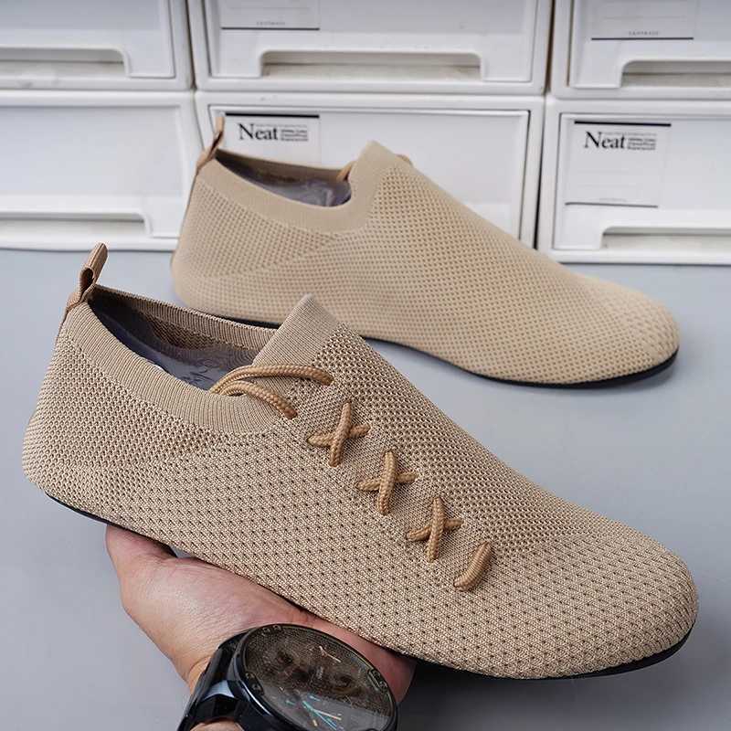 YRZL Thin Bott Breathable Mesh Loafers Men Anti-Slip Driving Shoes Summer Casual Cfortable Walking Shoes Off Mens Y250707