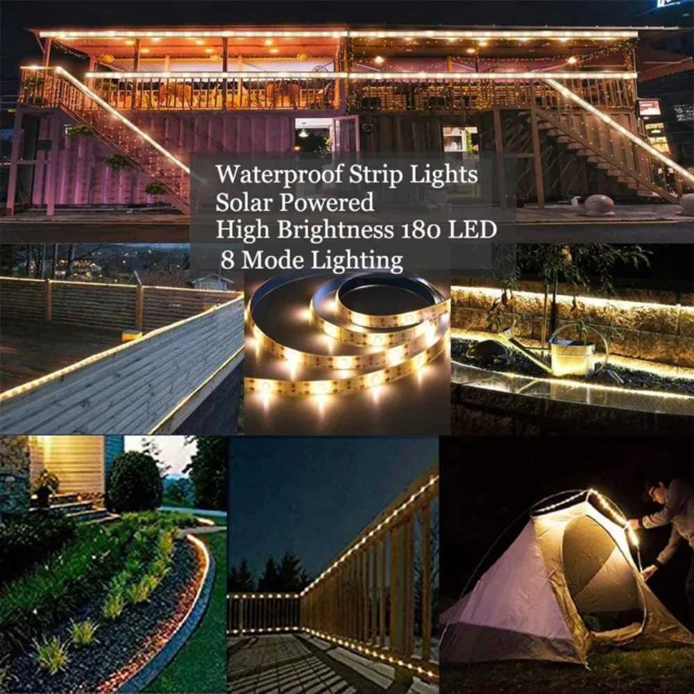 5V Solar LED Strip Light Remote Control 2835 60 LEDs Flexible Tape Lights Waterproof Warm White 0.5m 1m 2m 5m Garden Decoration W250701
