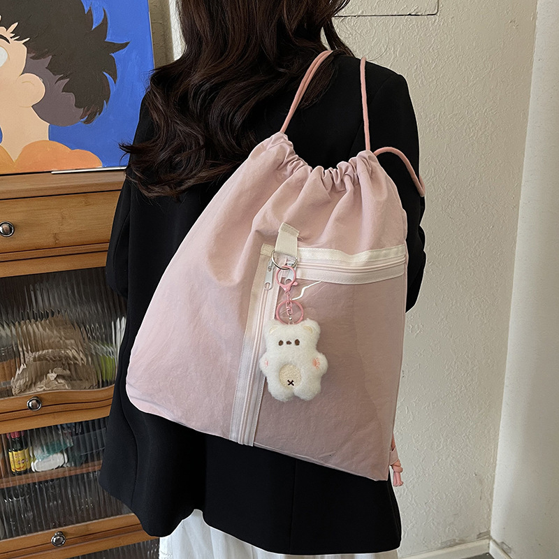 Free shipping designer 2025 New Large Capacity Drawstring Backpack Ins Korean Style Polka Dot Transparent Bag Versatile Cute Single Shoulder Bag for W